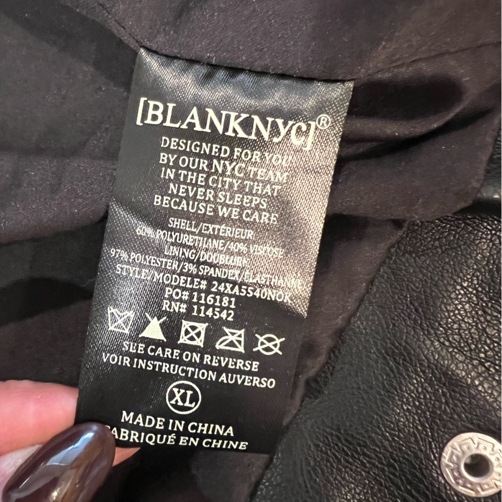 Blank NYC Good Vibes Faux Leather Moto Jacket Size XL NWOT - Picture 10 of 11